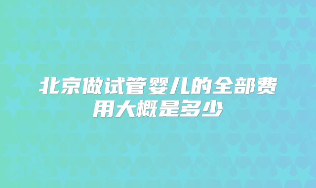 北京做试管婴儿的全部费用大概是多少