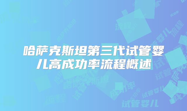 哈萨克斯坦第三代试管婴儿高成功率流程概述