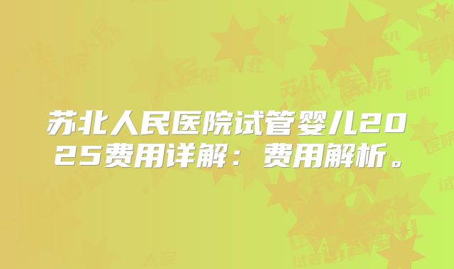 苏北人民医院试管婴儿2025费用详解：费用解析。