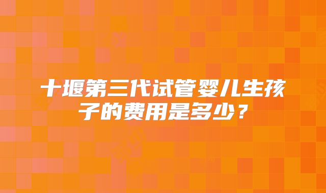 十堰第三代试管婴儿生孩子的费用是多少？