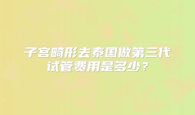 子宫畸形去泰国做第三代试管费用是多少？