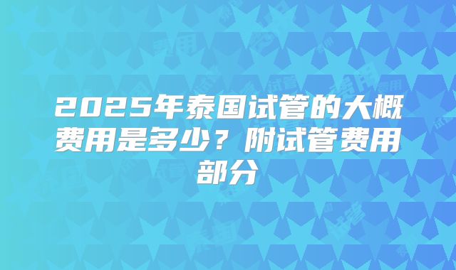 2025年泰国试管的大概费用是多少？附试管费用部分