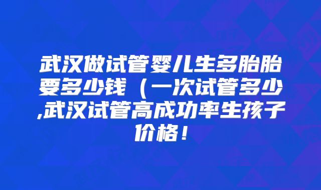 武汉做试管婴儿生多胎胎要多少钱（一次试管多少,武汉试管高成功率生孩子价格！