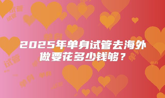 2025年单身试管去海外做要花多少钱够？