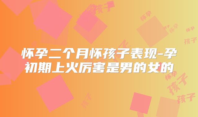 怀孕二个月怀孩子表现-孕初期上火厉害是男的女的