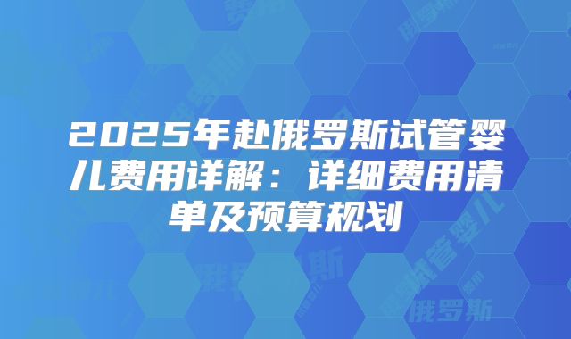 2025年赴俄罗斯试管婴儿费用详解：详细费用清单及预算规划