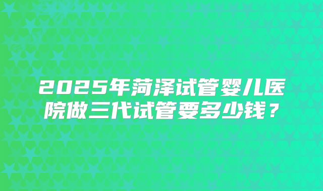 2025年菏泽试管婴儿医院做三代试管要多少钱？