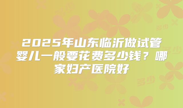 2025年山东临沂做试管婴儿一般要花费多少钱?哪家妇产医院好
