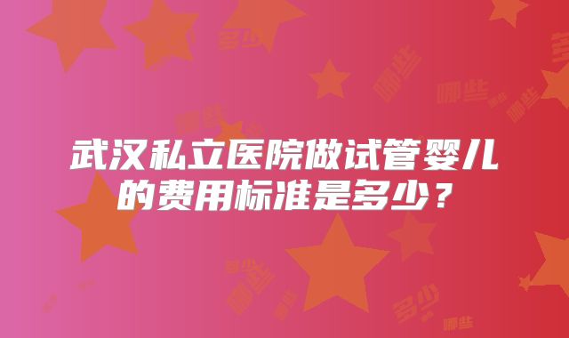 武汉私立医院做试管婴儿的费用标准是多少？
