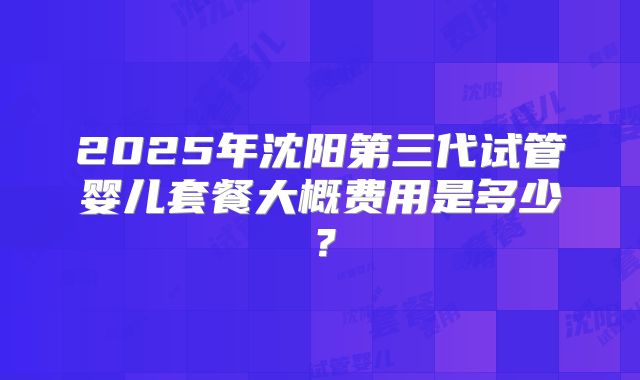2025年沈阳第三代试管婴儿套餐大概费用是多少？