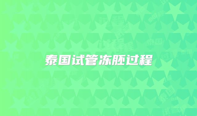 泰国试管冻胚过程