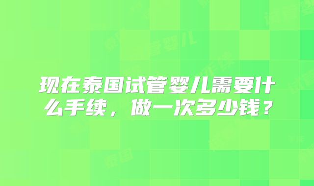 现在泰国试管婴儿需要什么手续，做一次多少钱？