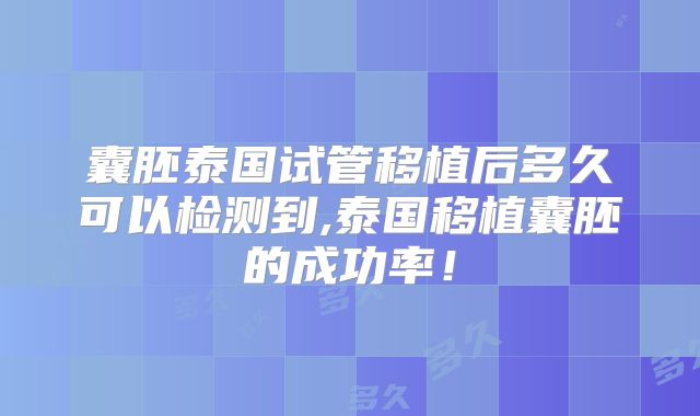 囊胚泰国试管移植后多久可以检测到,泰国移植囊胚的成功率!