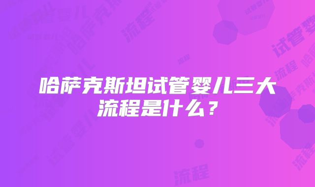 哈萨克斯坦试管婴儿三大流程是什么？