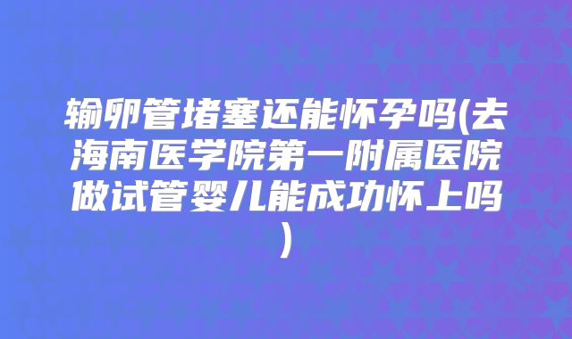 输卵管堵塞还能怀孕吗(去海南医学院第一附属医院做试管婴儿能成功怀上吗)
