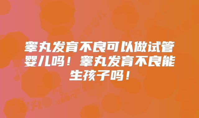 睾丸发育不良可以做试管婴儿吗!睾丸发育不良能生孩子吗!