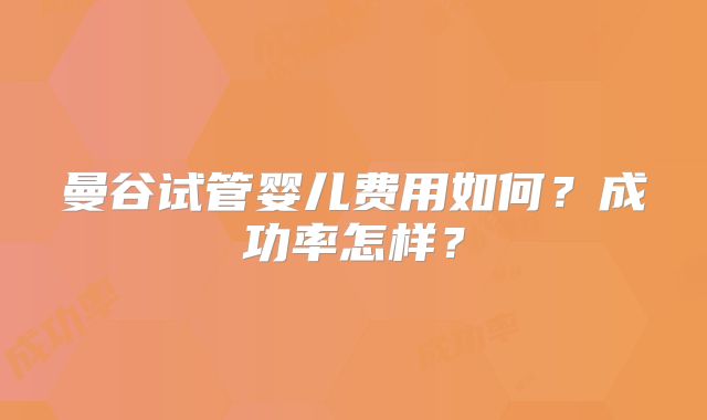 曼谷试管婴儿费用如何？成功率怎样？