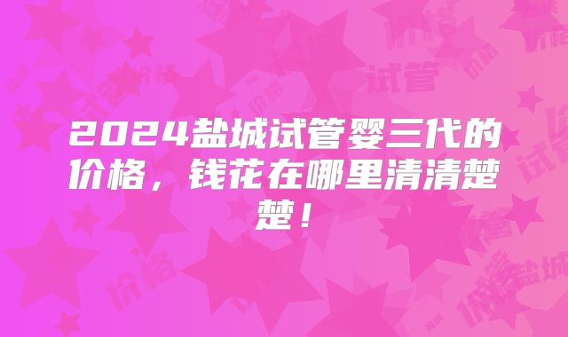 2024盐城试管婴三代的价格，钱花在哪里清清楚楚！