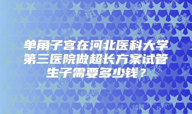 单角子宫在河北医科大学第三医院做超长方案试管生子需要多少钱?