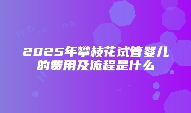 2025年攀枝花试管婴儿的费用及流程是什么