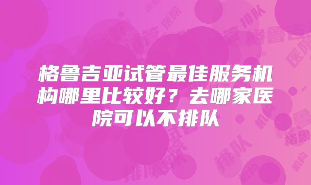 格鲁吉亚试管最佳服务机构哪里比较好？去哪家医院可以不排队
