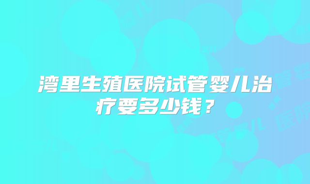 湾里生殖医院试管婴儿治疗要多少钱？