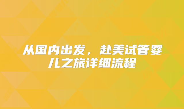 从国内出发，赴美试管婴儿之旅详细流程