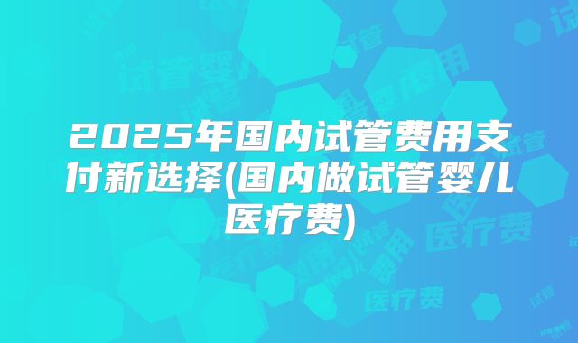 2025年国内试管费用支付新选择(国内做试管婴儿医疗费)