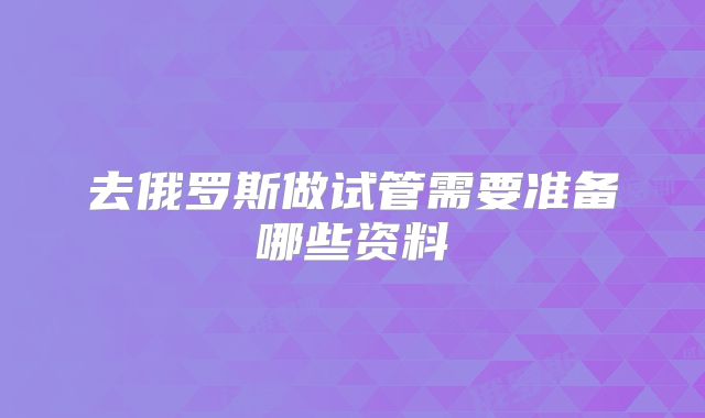去俄罗斯做试管需要准备哪些资料