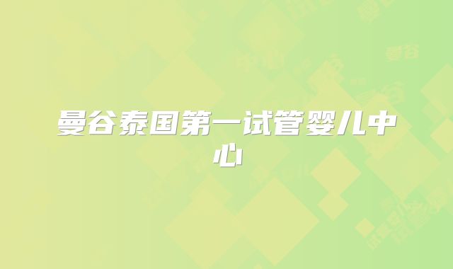 曼谷泰国第一试管婴儿中心