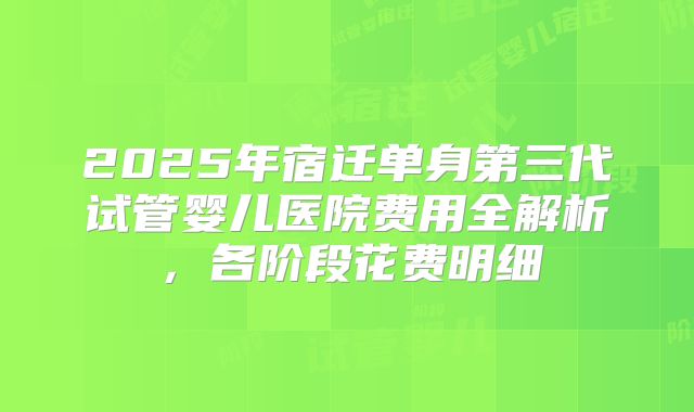 2025年宿迁单身第三代试管婴儿医院费用全解析，各阶段花费明细