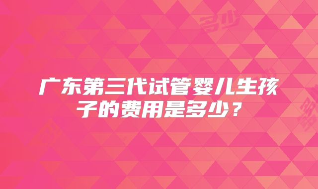 广东第三代试管婴儿生孩子的费用是多少？