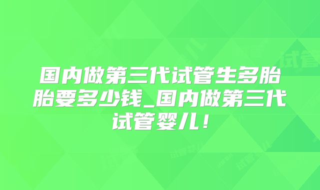 国内做第三代试管生多胎胎要多少钱_国内做第三代试管婴儿！