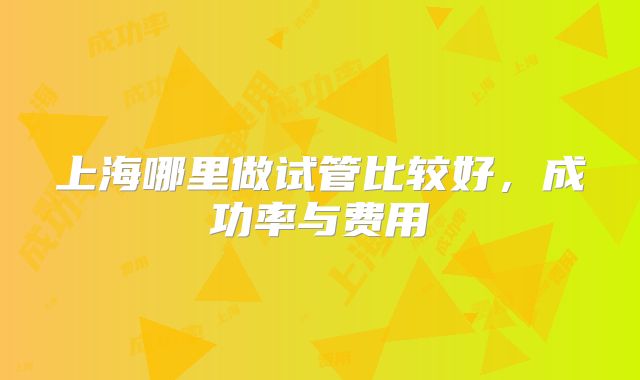 上海哪里做试管比较好，成功率与费用