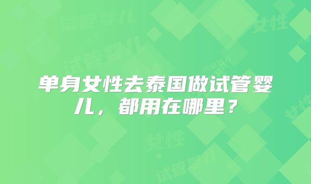单身女性去泰国做试管婴儿，都用在哪里？
