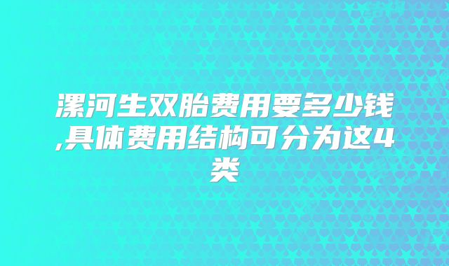漯河生双胎费用要多少钱,具体费用结构可分为这4类