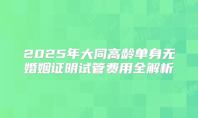 2025年大同高龄单身无婚姻证明试管费用全解析