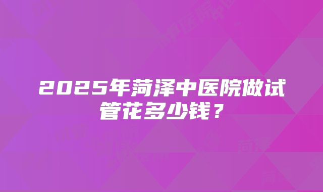 2025年菏泽中医院做试管花多少钱?