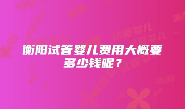 衡阳试管婴儿费用大概要多少钱呢？