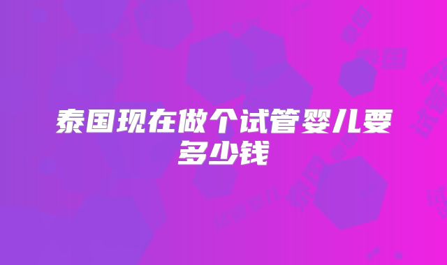 泰国现在做个试管婴儿要多少钱