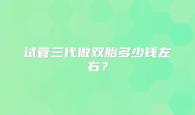 试管三代做双胎多少钱左右？