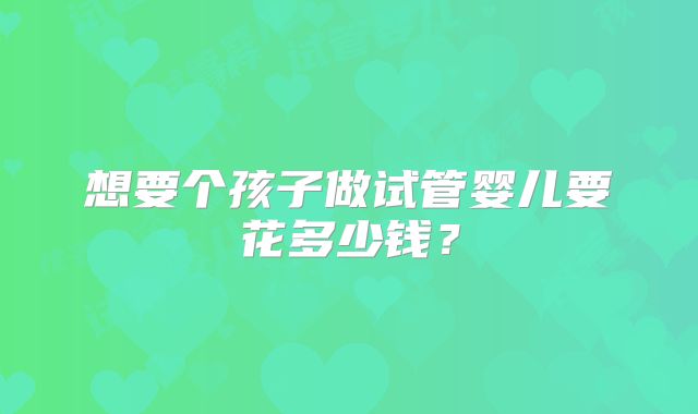 想要个孩子做试管婴儿要花多少钱？
