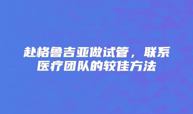 赴格鲁吉亚做试管，联系医疗团队的较佳方法