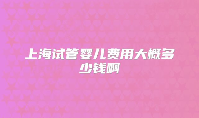 上海试管婴儿费用大概多少钱啊