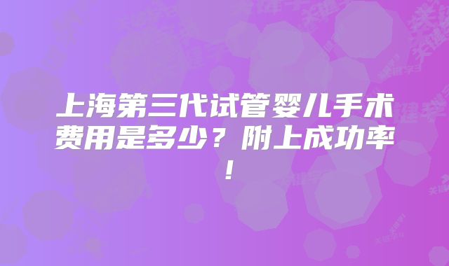 上海第三代试管婴儿手术费用是多少？附上成功率！