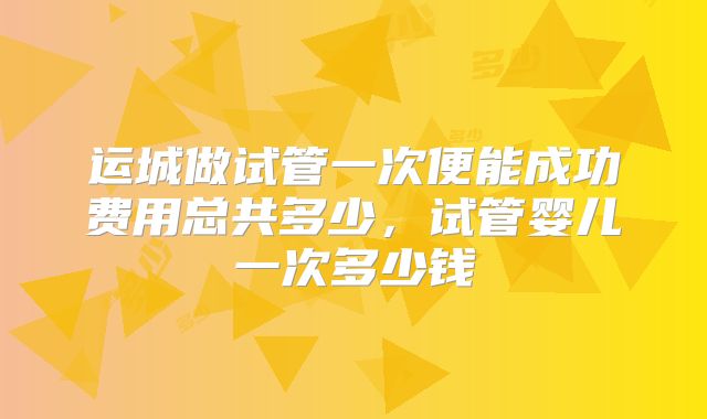 运城做试管一次便能成功费用总共多少，试管婴儿一次多少钱