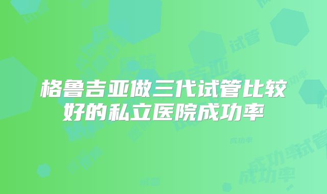 格鲁吉亚做三代试管比较好的私立医院成功率
