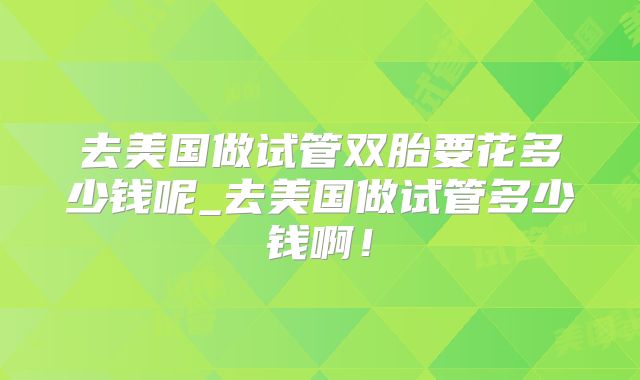 去美国做试管双胎要花多少钱呢_去美国做试管多少钱啊!