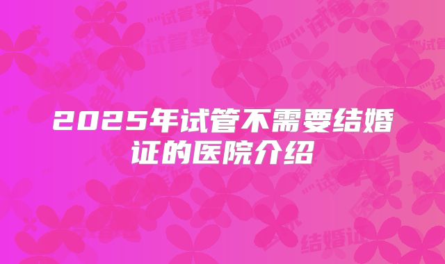 2025年试管不需要结婚证的医院介绍