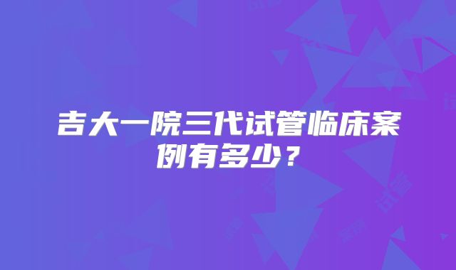 吉大一院三代试管临床案例有多少？